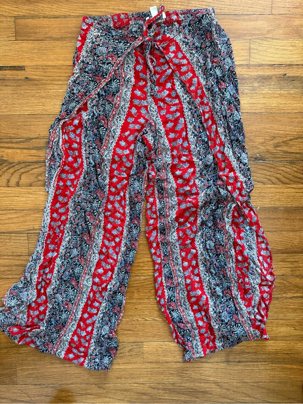 Style & Co. Red & Navy Printed Wide-Leg Palazzo Pants